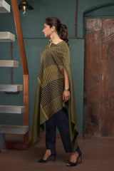 CHARCOAL SILK AND KHADI TUNIC SET