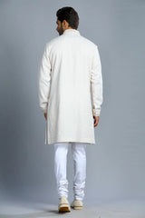 Ivory Cotton Embroidered Kurta