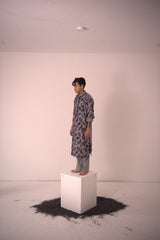 Chanderi Grey Wild Jacobean Kurta With Pants