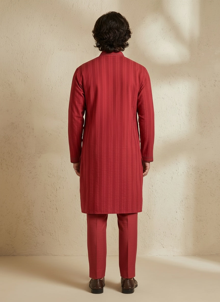 Linear Striped Kurta Set