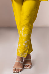YELLOW EMBROIDERED COTTON TOP WITH TROUSERS
