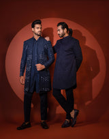 BLUE MID LENGTH ACHKAN SET