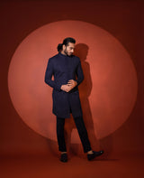 BLUE MID LENGTH ACHKAN SET