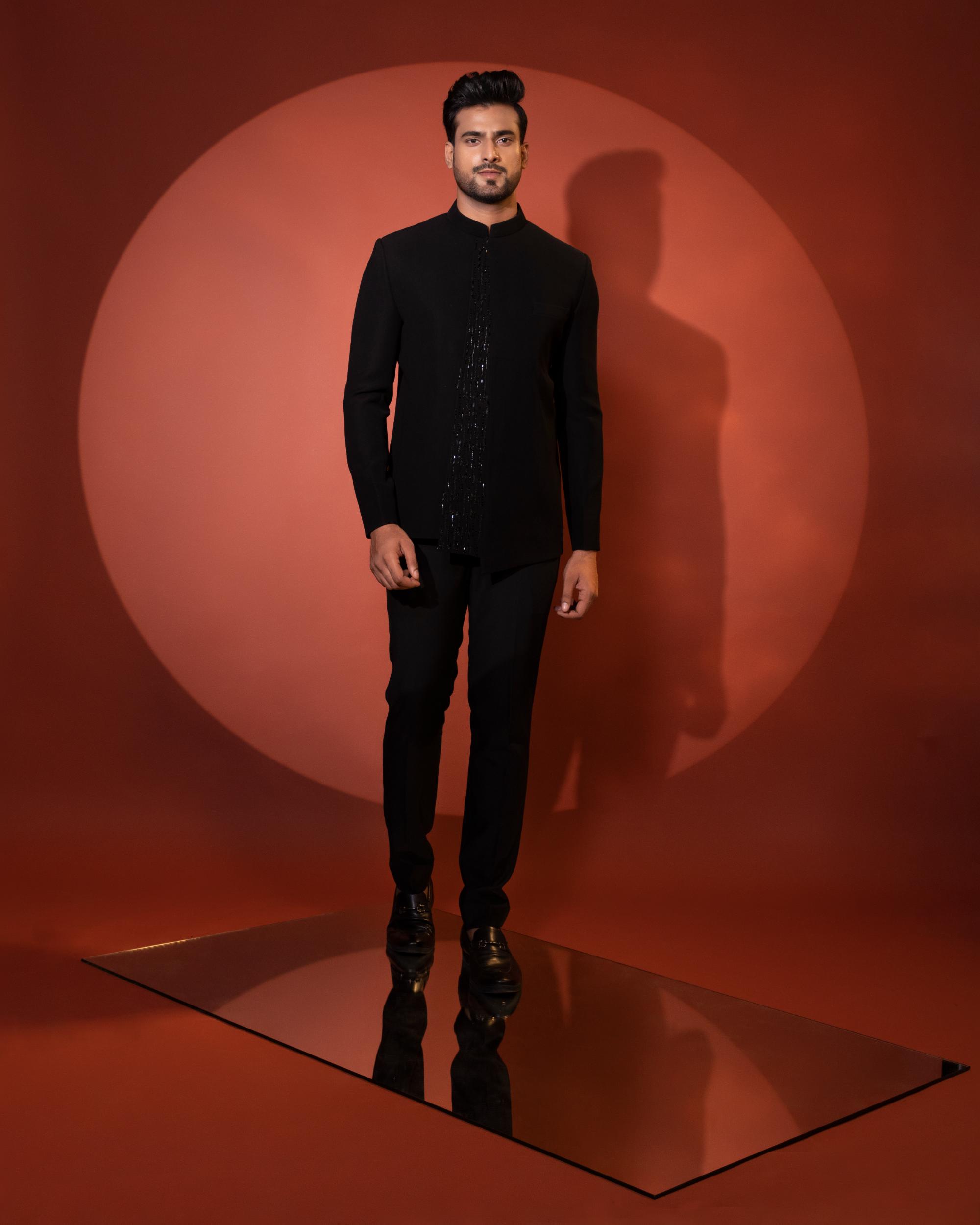 ASYMMETRICAL CUT BANDHGALA SET
