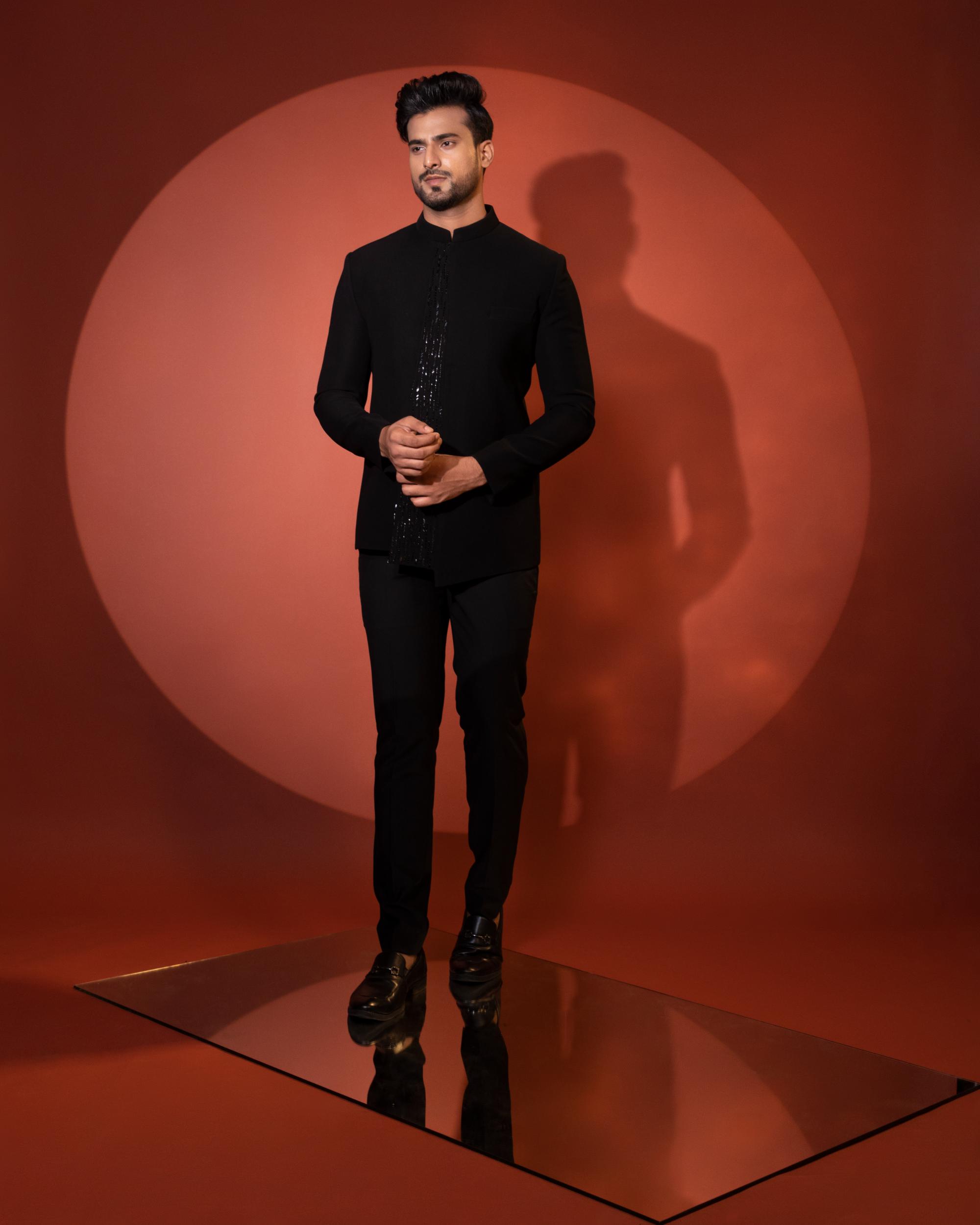 ASYMMETRICAL CUT BANDHGALA SET