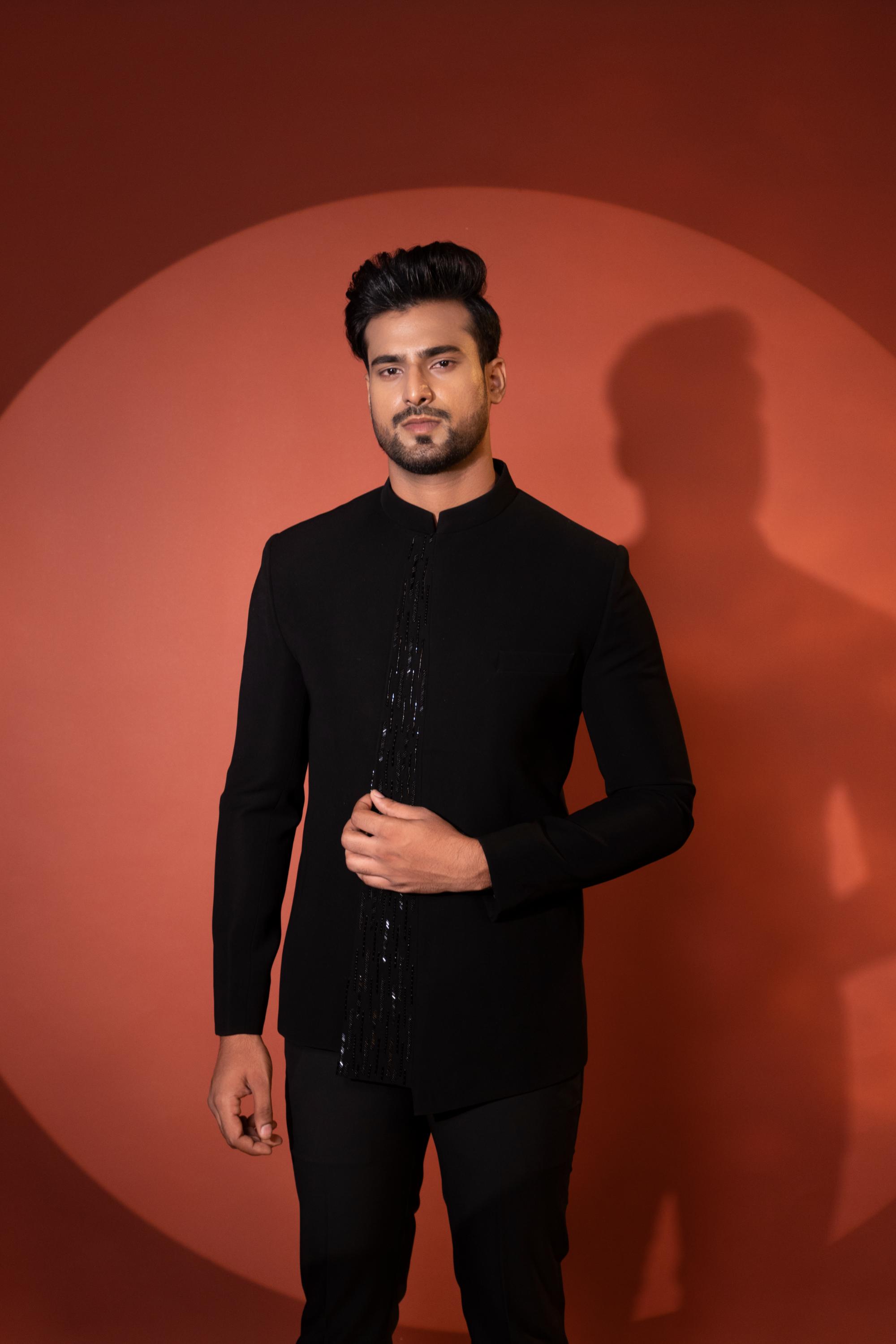 ASYMMETRICAL CUT BANDHGALA SET