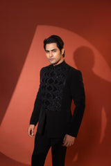 CHARCOAL BLACK BANDHGALA SET