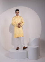 Pastel Yellow Cuff Embroidered Kurta