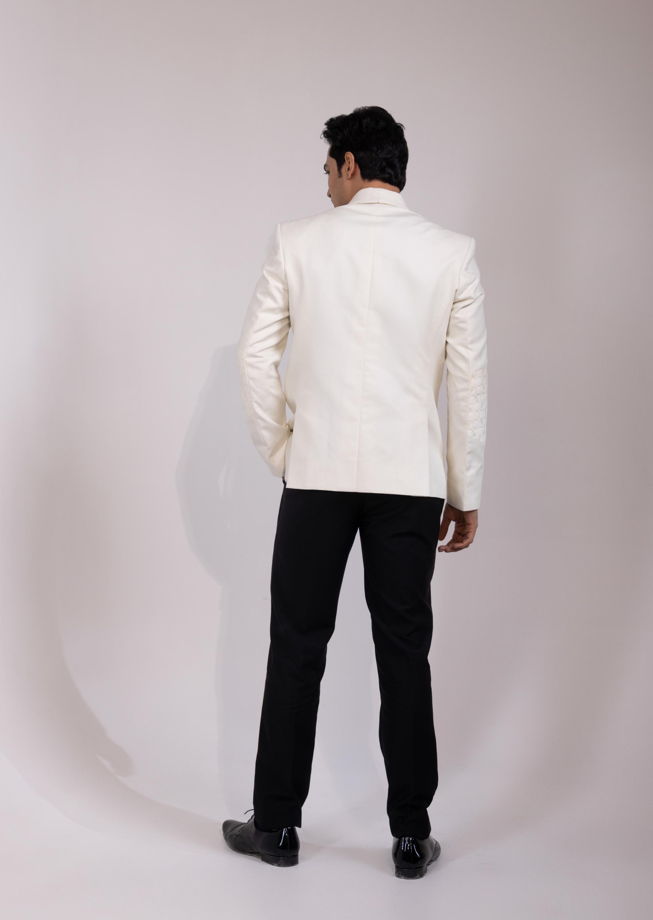 White Textured Blazer