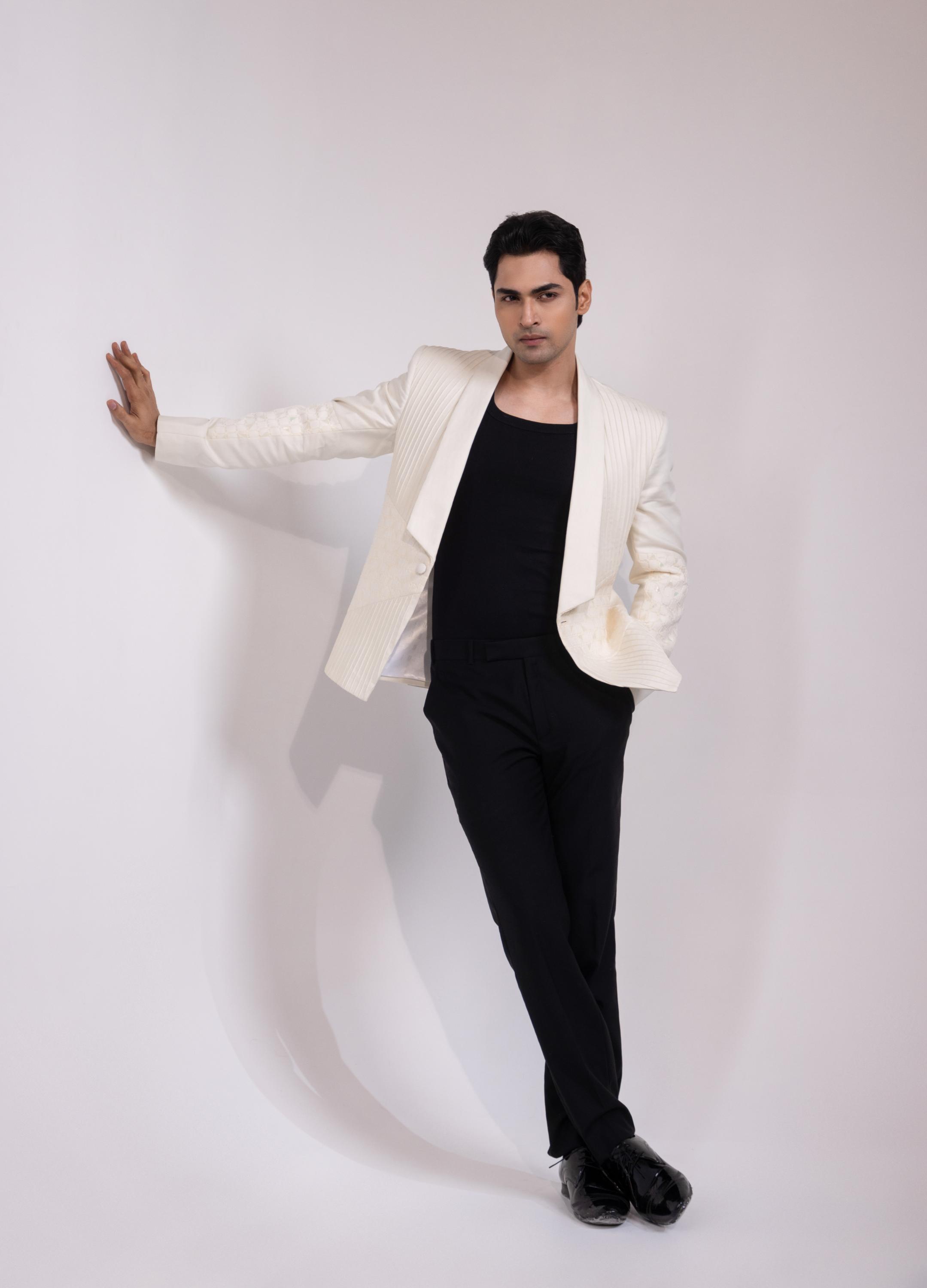 White Textured Blazer