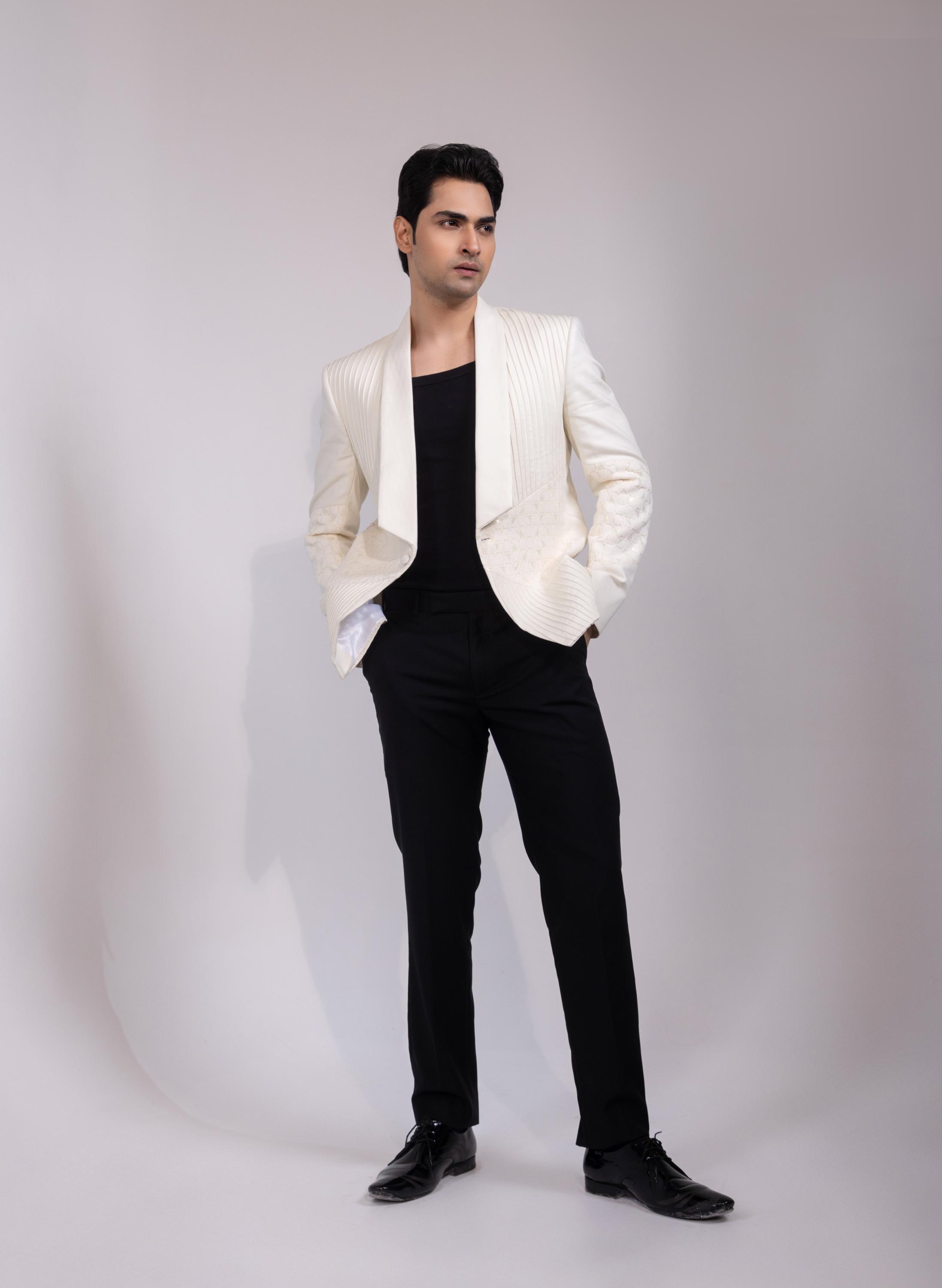 White Textured Blazer