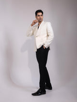 White Textured Blazer