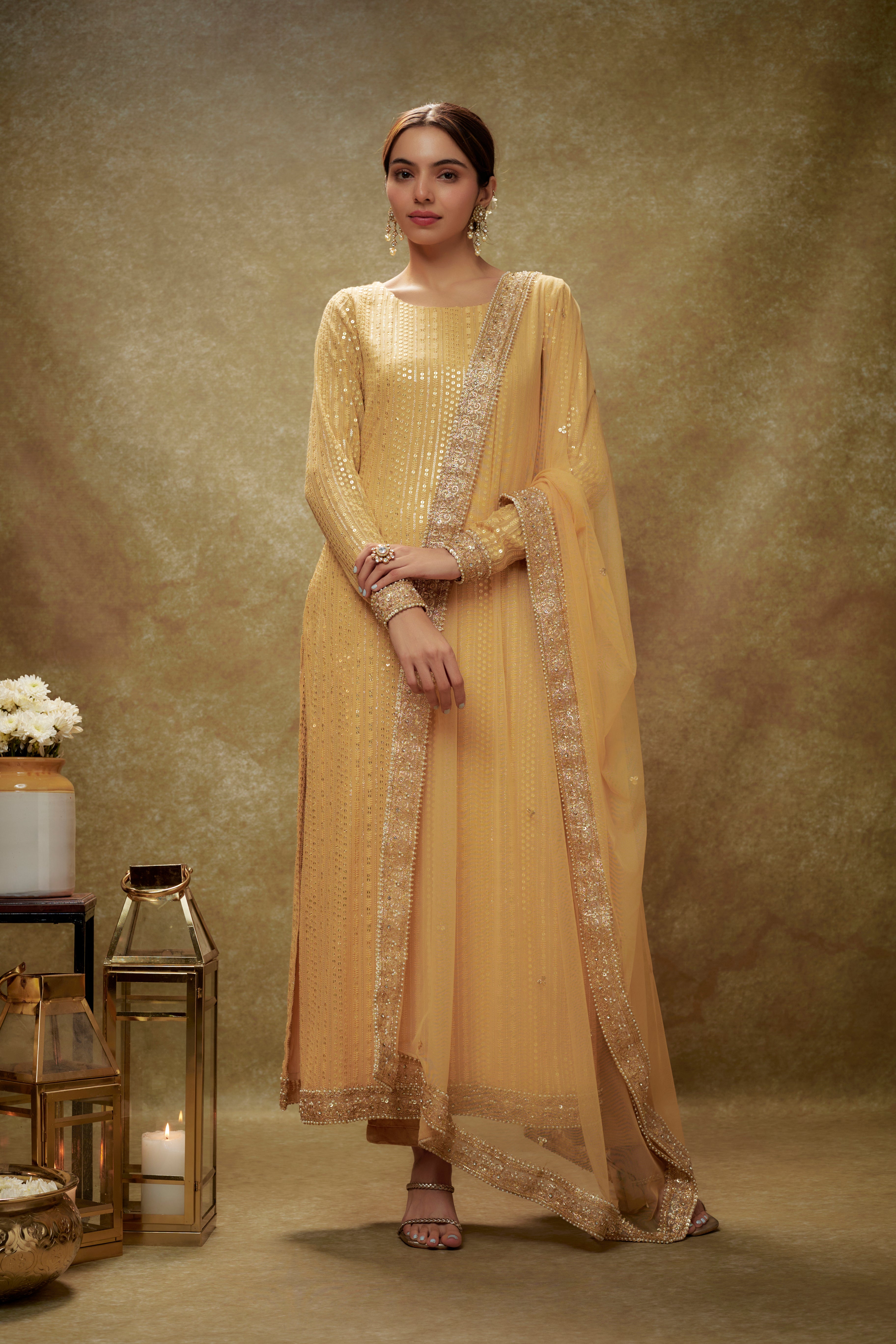 Champagne gold sequin Kurta pants set