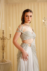 Arche off-white drape saree set