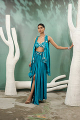 Firozi Blue Cape Skirt Set