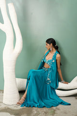 Firozi Blue Cape Skirt Set
