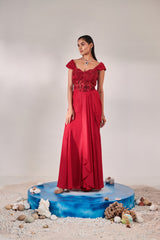 Corset fitted gown with drape saree