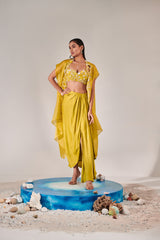 Cutwork cape and jacket set