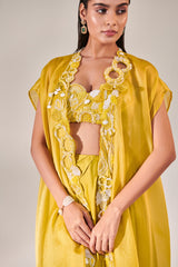 Cutwork cape and jacket set