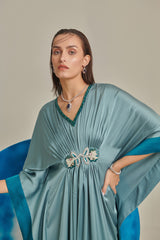 Sea green kaftan hand embellished