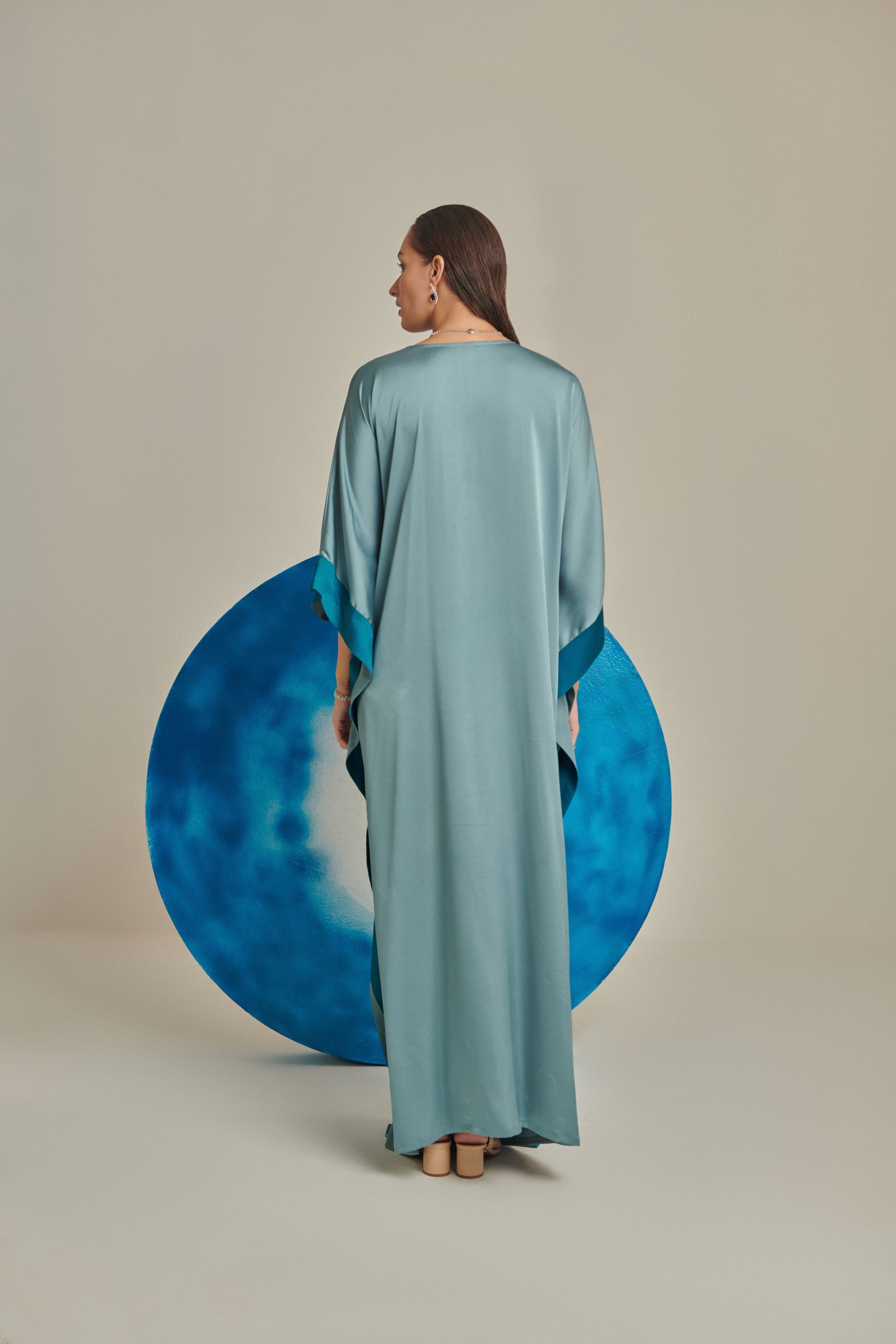 Sea green kaftan hand embellished