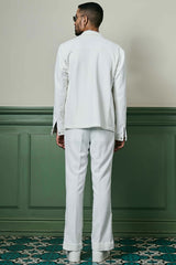 White Textured Knit Jacket