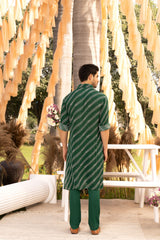 Bottle green printed kurta set