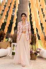 Nude pink organza skirt set