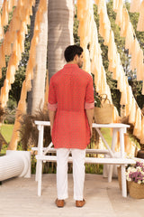 Red bootie printed kurta set