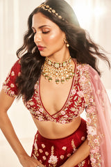 Blood Red Bridal Lehenga Set