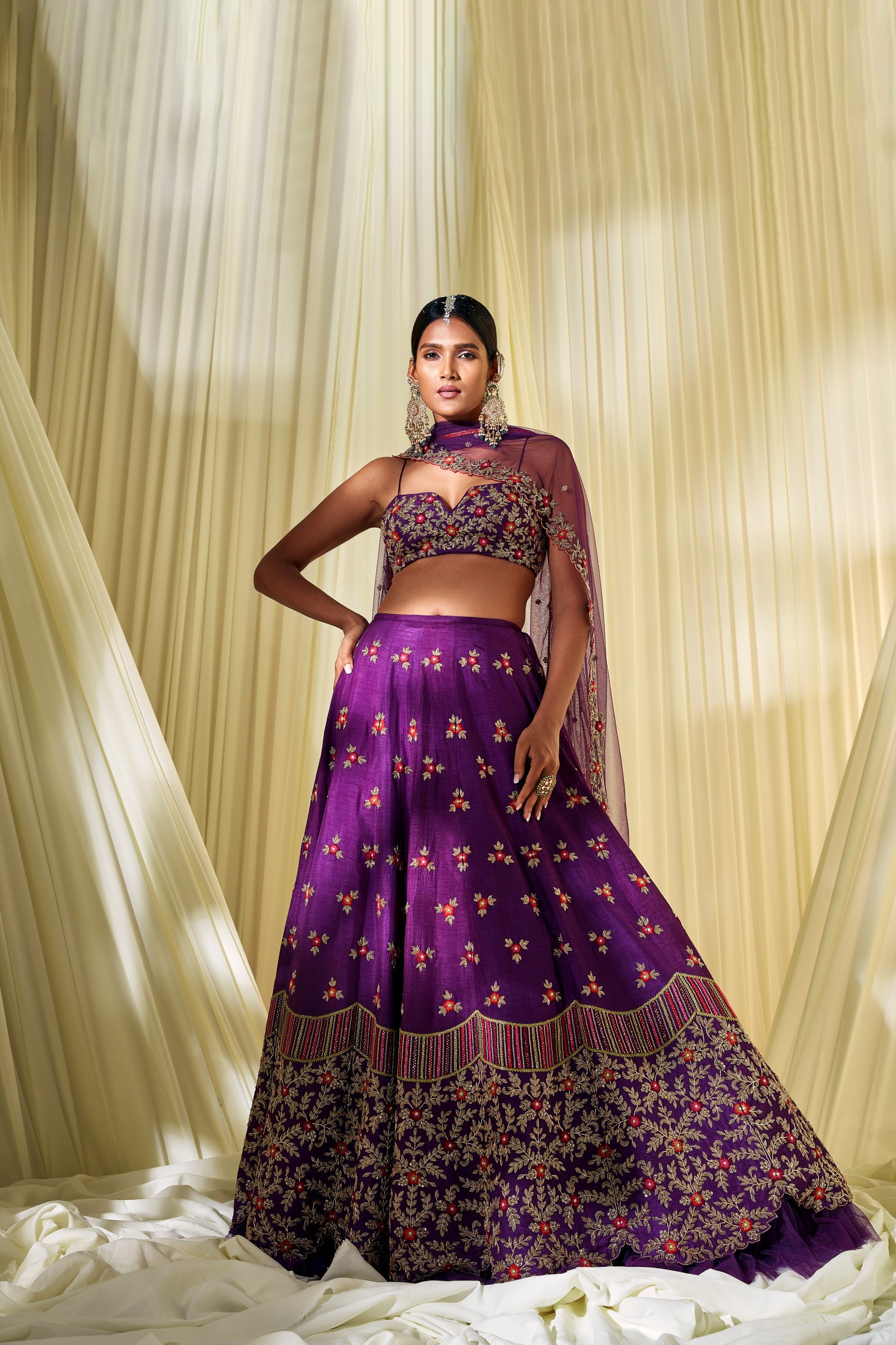 Purple Bridal Lehenga Set