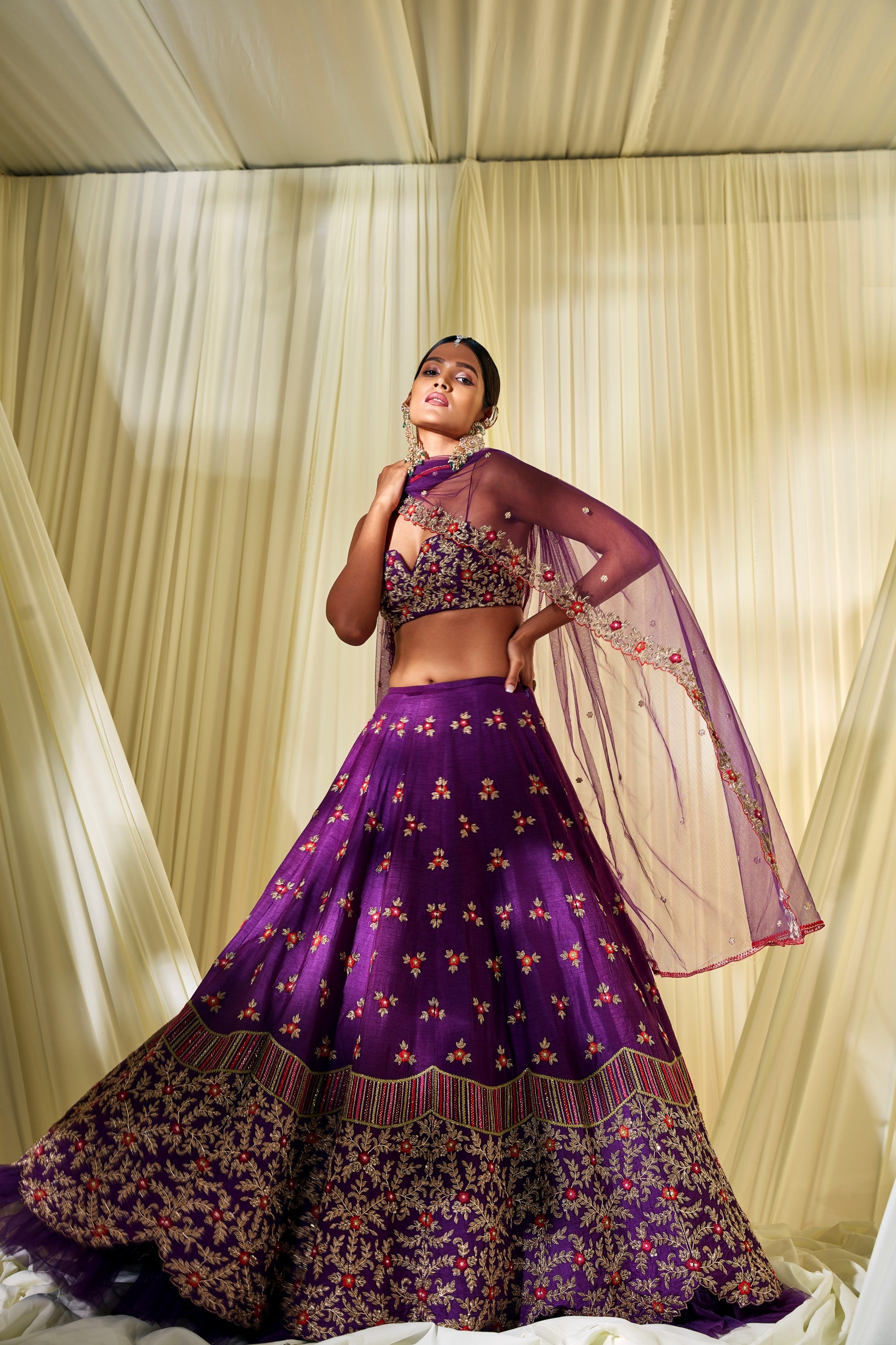 Purple Bridal Lehenga Set