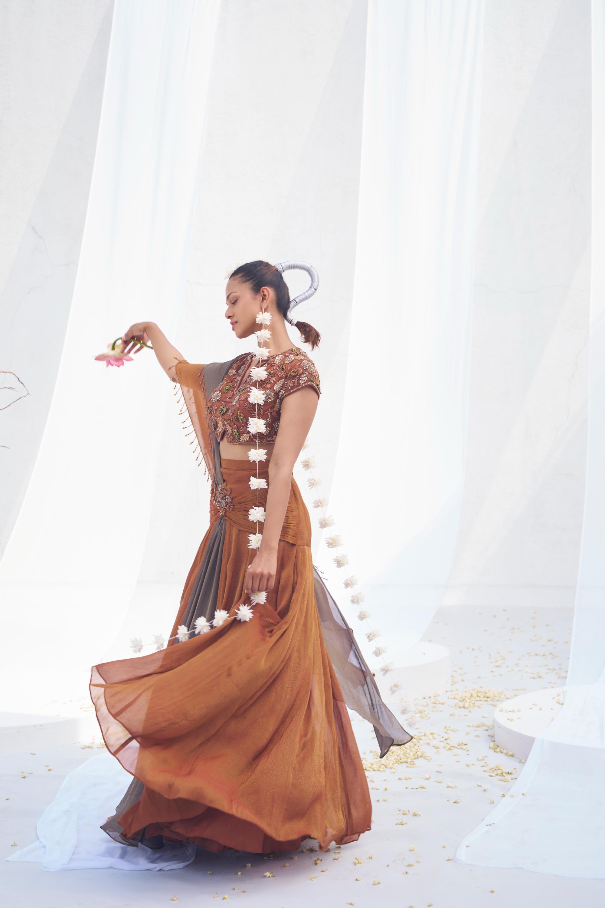 Dayamayi- Festive Draped saree blouse set