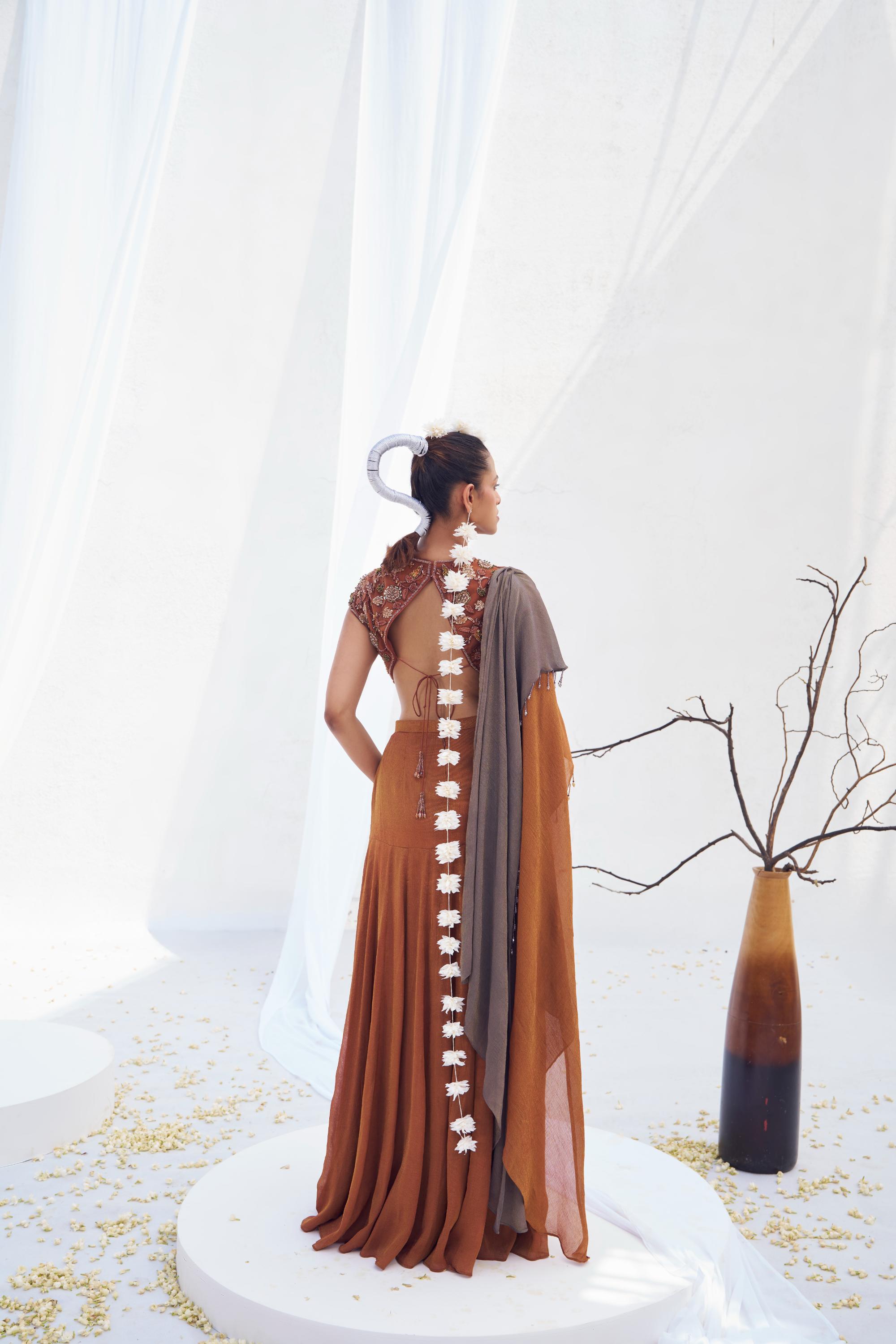 Dayamayi- Festive Draped saree blouse set