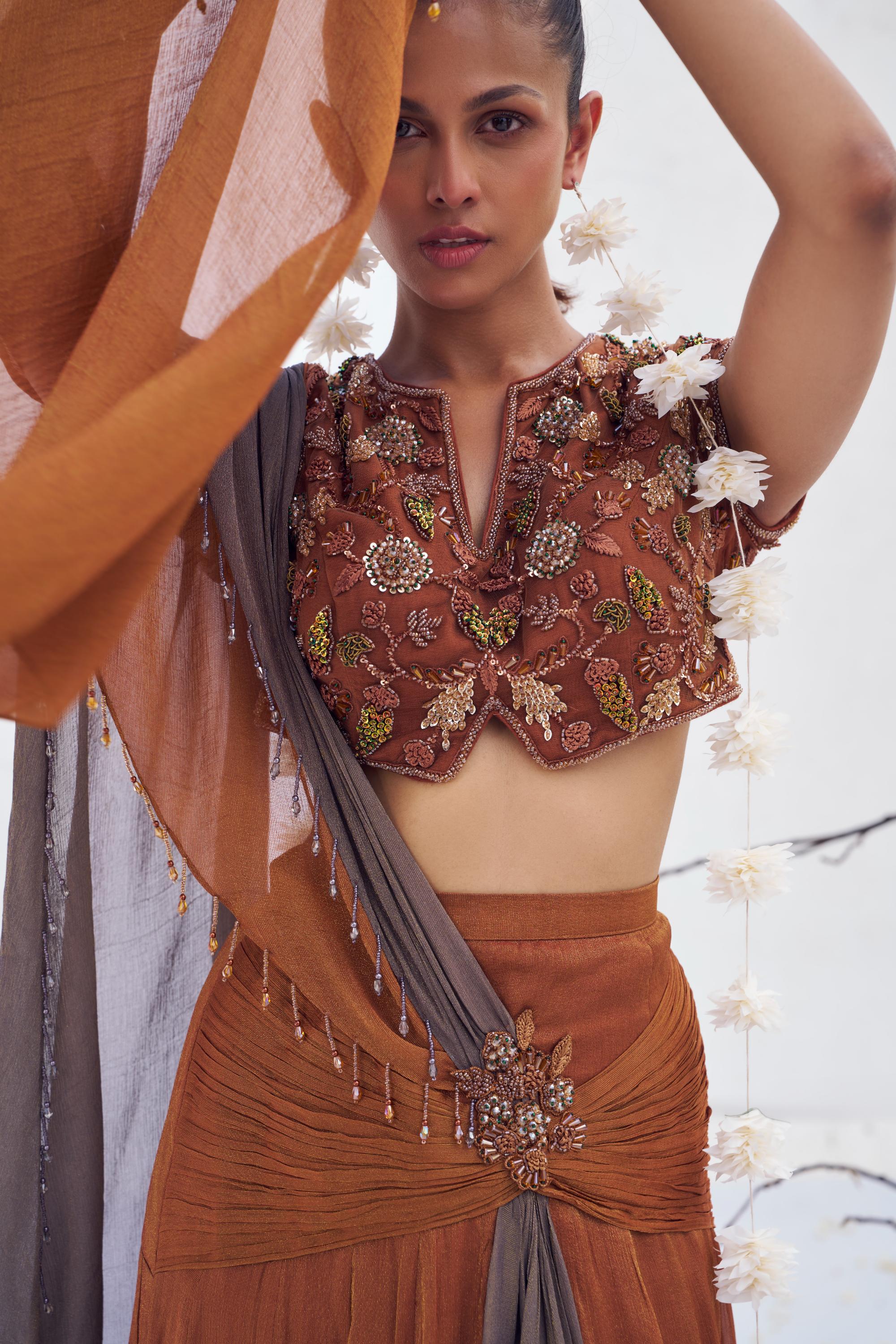Dayamayi- Festive Draped saree blouse set