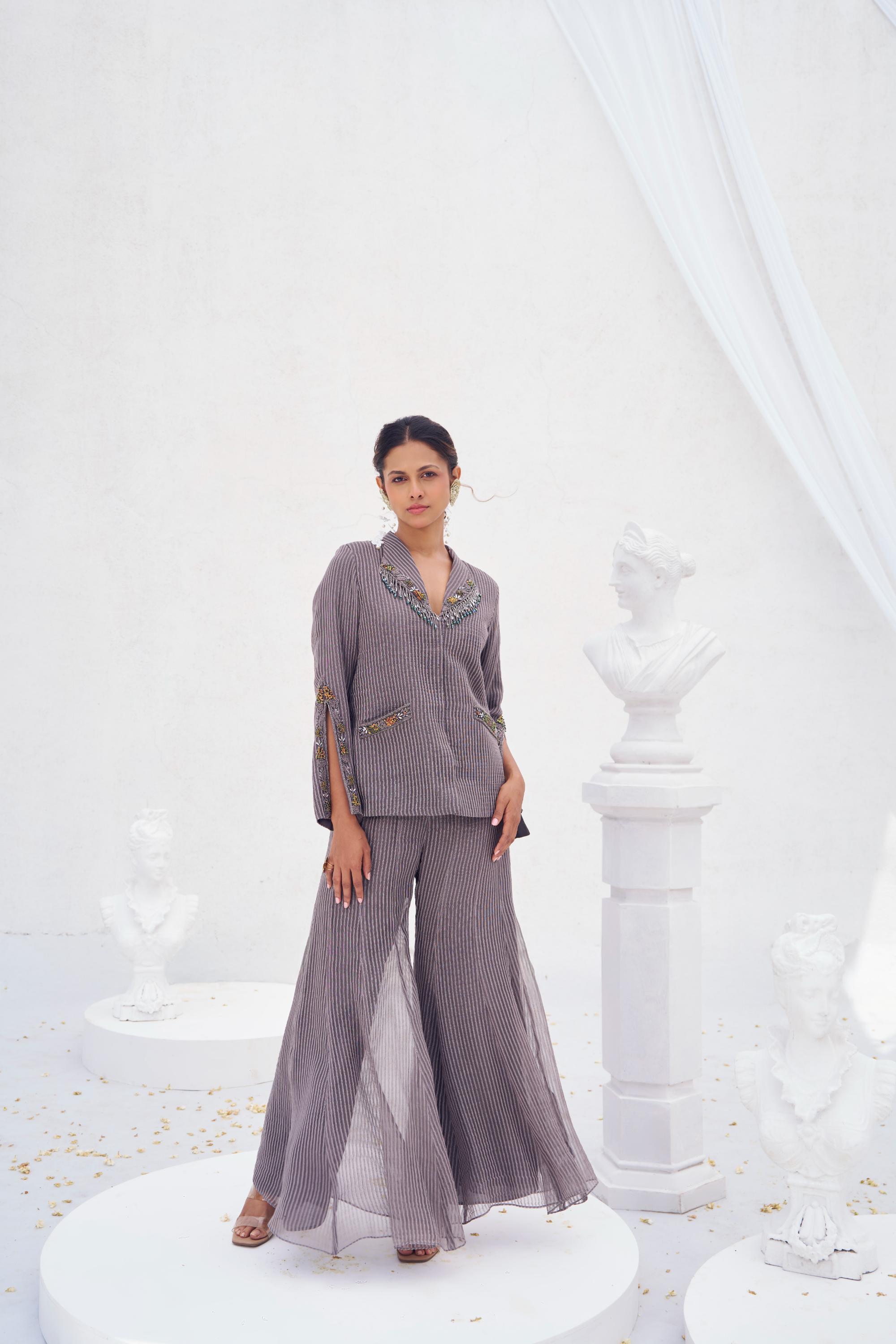 Anagha- Embroidered dressy blazer set