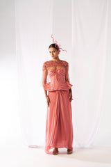 Prasanna- Draped skirt, cape and corset set