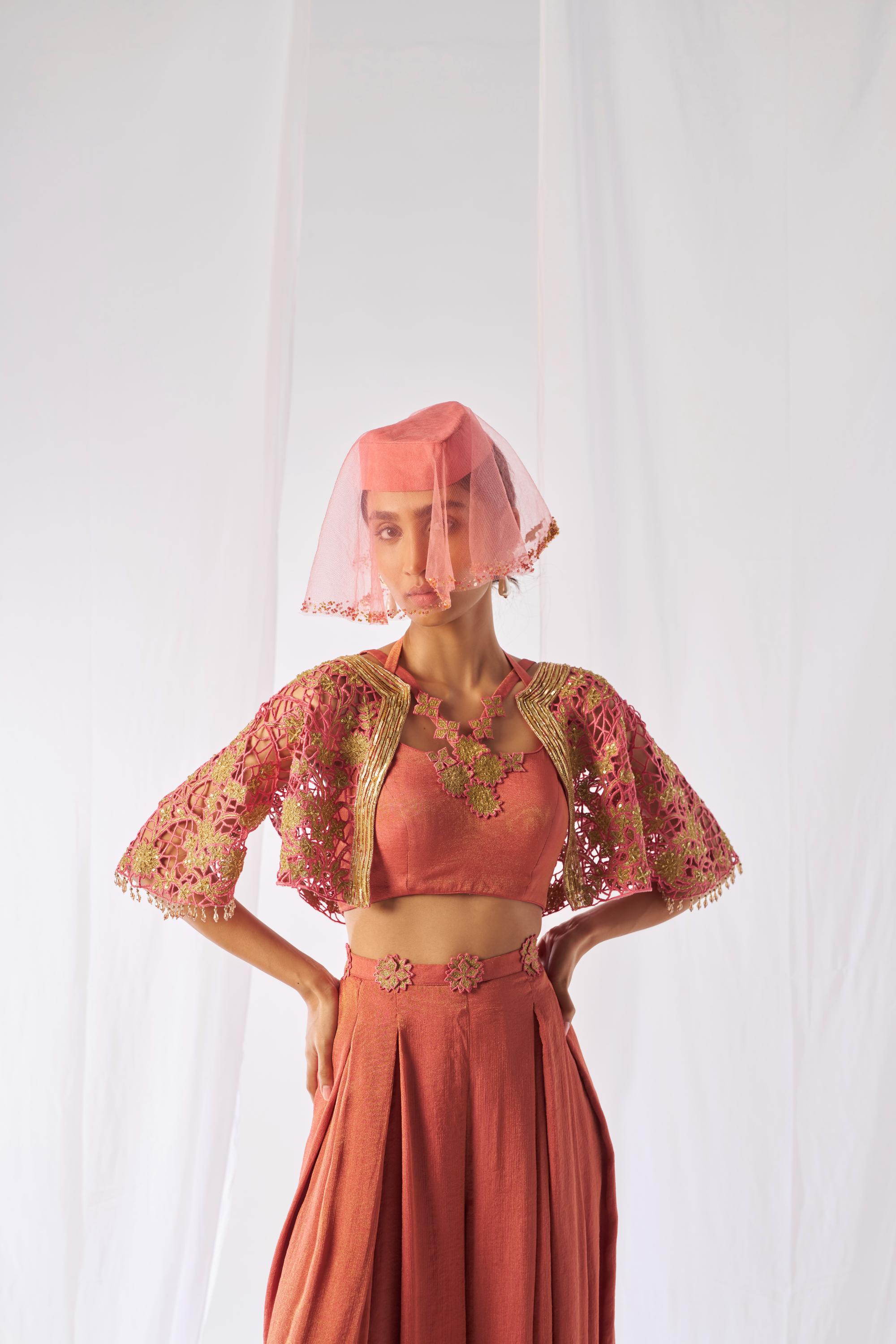 Kantimati- Cape, bustier and palazzos set