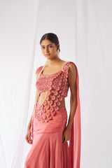 Mahagauri- Stylish heavy draped saree set