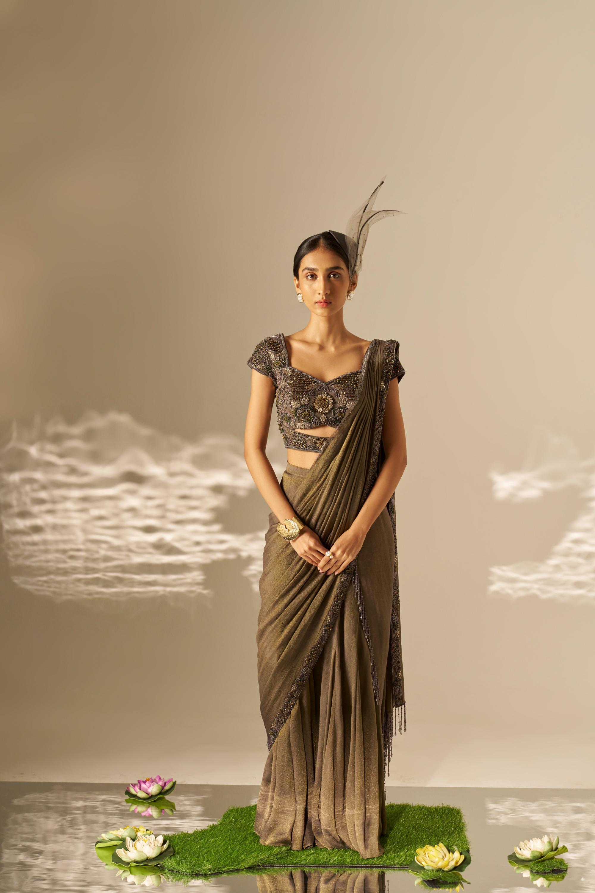 Ishvari- Heavy draped saree set