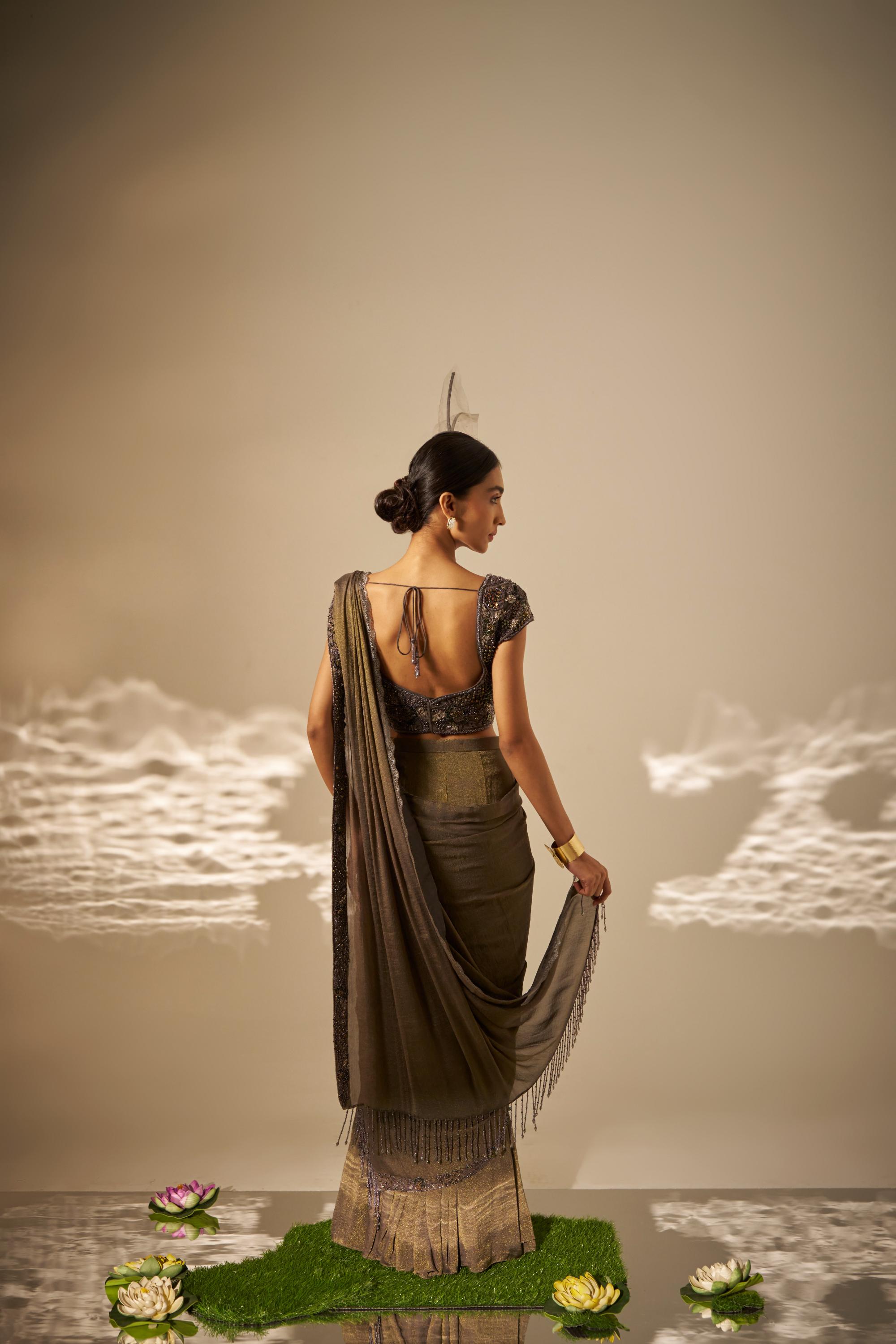 Ishvari- Heavy draped saree set