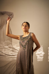 Tejasvini- Striped Embroidered Kurta Set