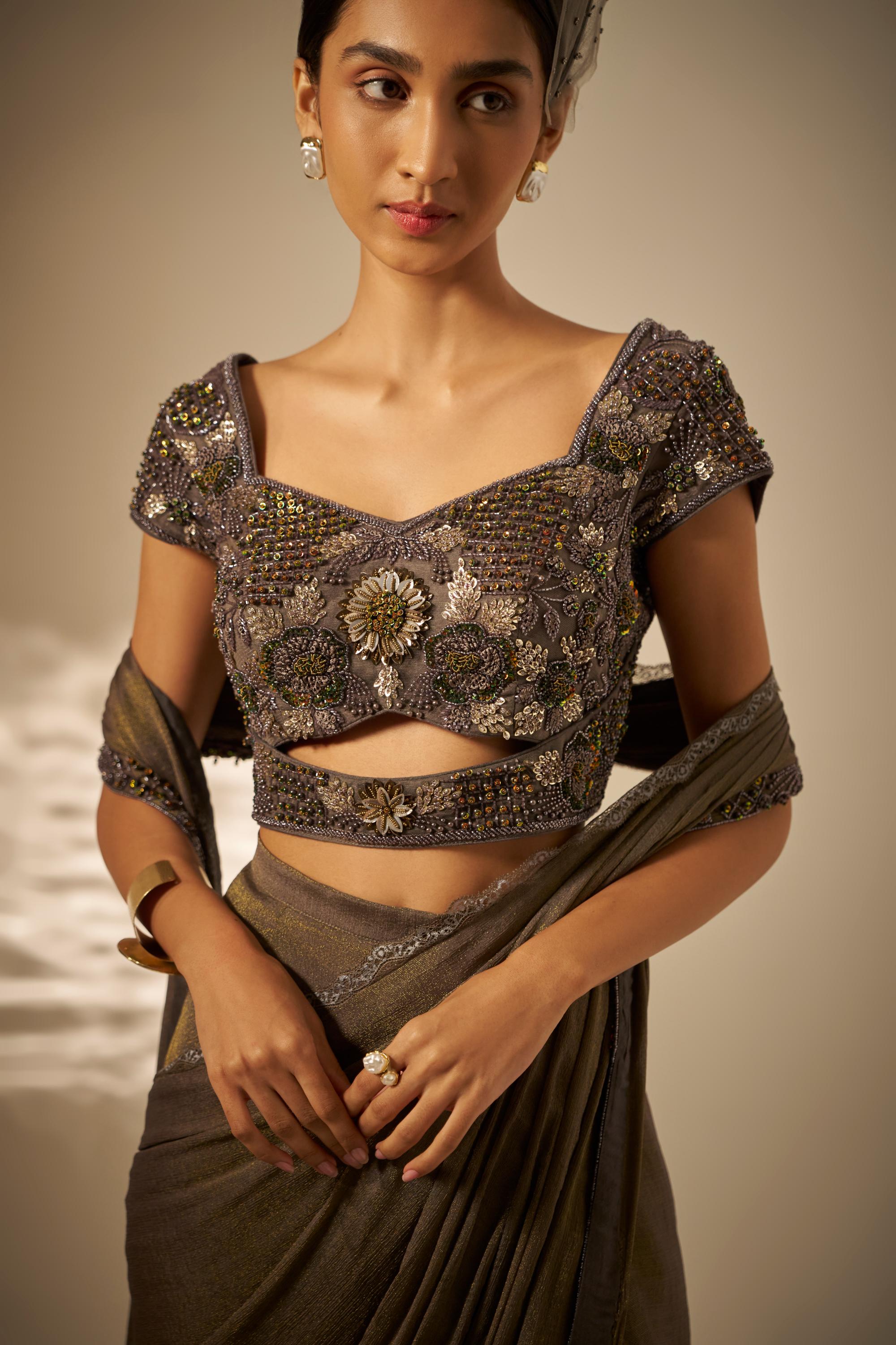 Ishvari- Heavy draped saree set
