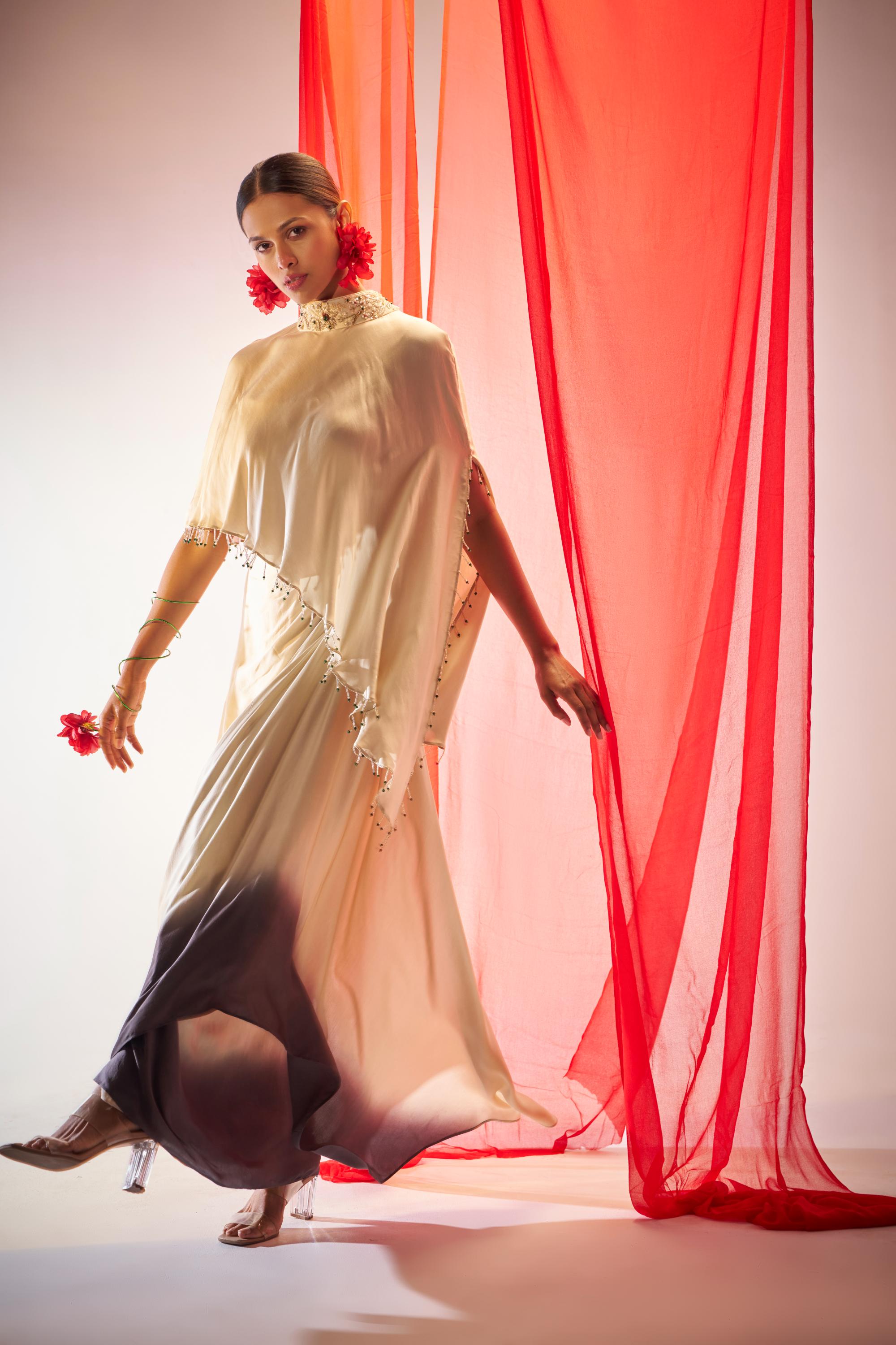Aparajita- Draped skirt and cape set