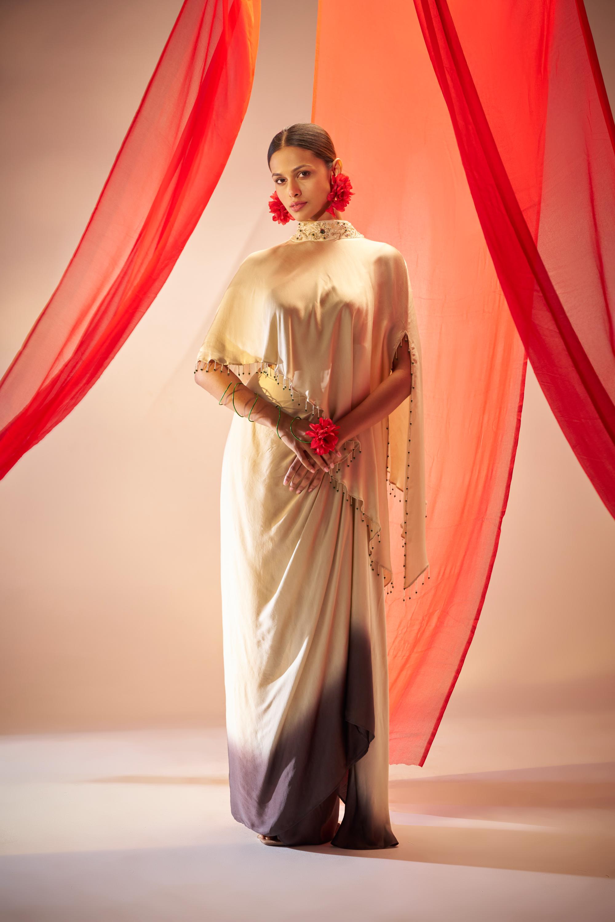 Aparajita- Draped skirt and cape set