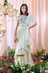 Ruffled Saree Set