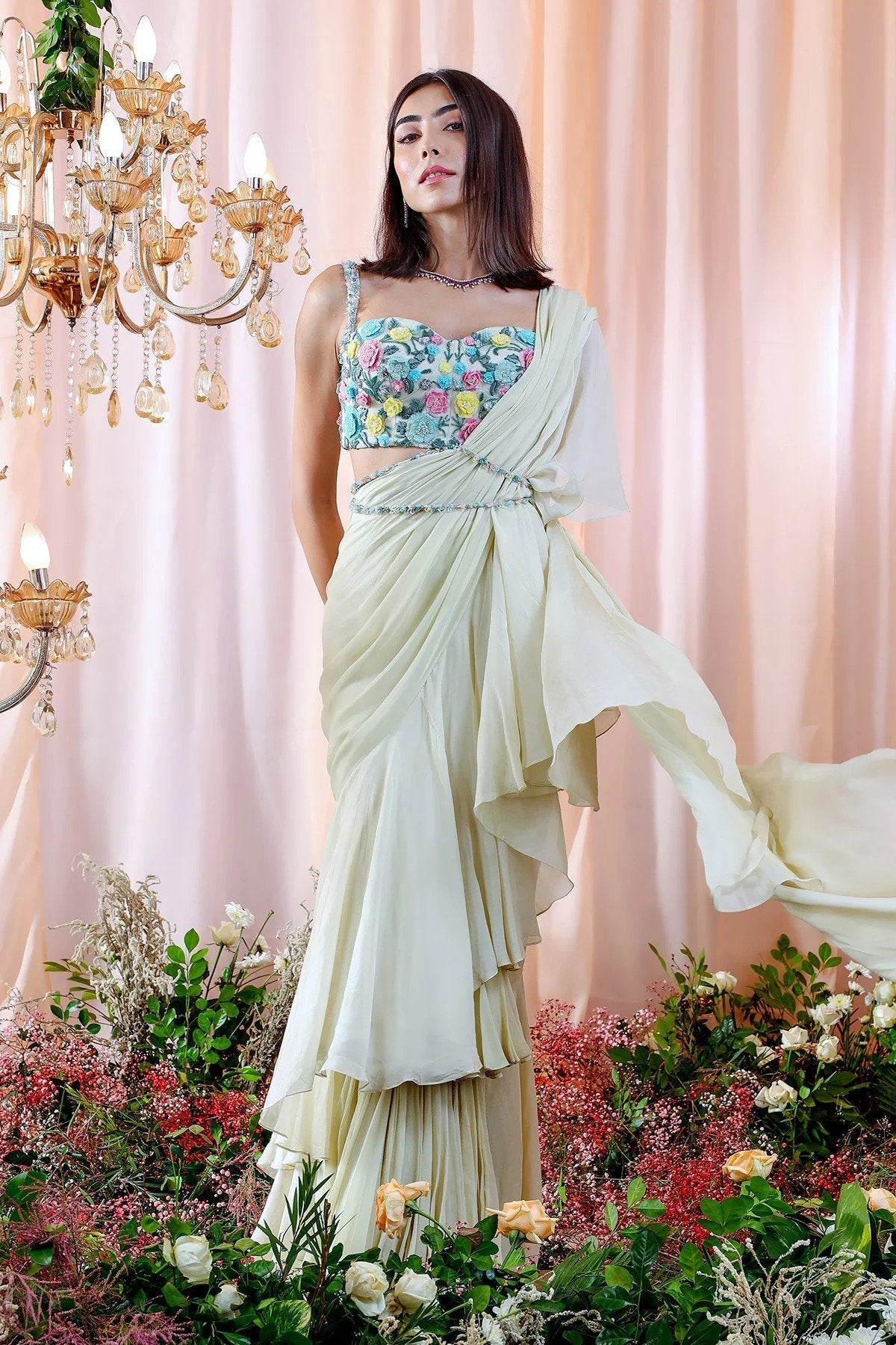 Ruffled Saree Set