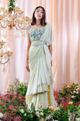 Ruffled Saree Set