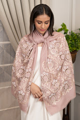 Floral Crest | Embroidered Wool Silk Stole