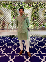 Sharp mirror nehru jacket set